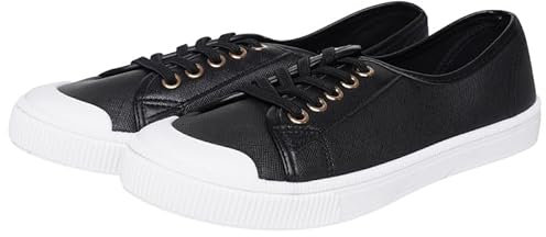 Ex High Street Brand Lace Up Women Shoes Canvas, Womens Trainers Low Top Flat Sneakers Women Gym Sports Pumps Ladies Trainers Black