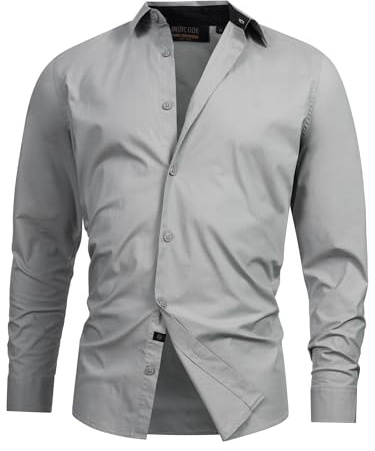 Indicode Herren INKamby Hemd einfarbig aus 97% Baumwolle | Herrenhemd für Männer Lt Grey, XXL