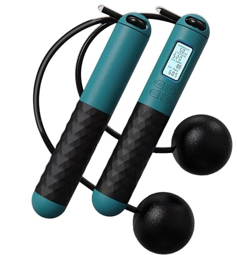 Besreey Corda per saltare con contatore, senza corda, ponderata, verde