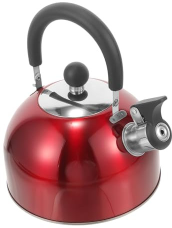 GRIRIW Edelstahl Pfeifentopf Teekessel Wasserbecher Campingkocher Flasche Dampfgetränk Mokka Kochfeld Durchsichtiger Mini Spender Wasserhahn Retro Wasserkocher Und Toaster Rot