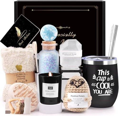 Birthday Gifts for Women, Best Friend Gifts, 10PCS Unique Relaxation Presents Sets Include Tumbler Birthday Hampers Self Care Pamper Valentine's Day Christmas