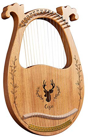 Lyre Harpe en bois 16 cordes Instrument à cordes avec clé d'accordage 3 médiators