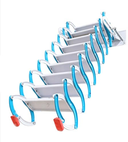 Stabile Stahl-Dachbodenleiter, 500 kg Kapazität, wandmontiert, zusammenklappbar, Dachbodentreppe, ausziehbares Design für einfachen Zugang zu Dachböden, platzsparende Lösung für den Heimgebrauch