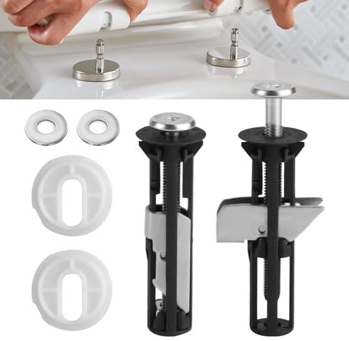 Toilet Seat Fastener Bolt Kit, 2 Pcs Heavy-Duty Toilet Seat Locking Screws Replacement Kit, Stainless Steel Top Fixing Toilet Seat Fittings and Fixtures Hinges Screws