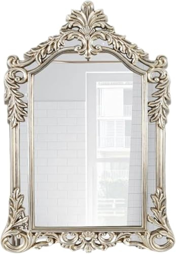 Großer Barocker Badezimmer-hängespiegel, 29,5x47ih, Verzierter Dekorativer Vintage-wandspiegel, Für Schlafzimmer, Wohnzimmer, Flur, Antique Silver