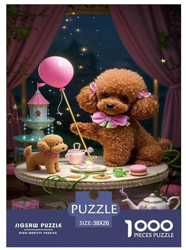 Puzzle Teacup Poodle 1000 Piece Challenge Game for Adults,Dreamy Style Impossible Jigsaw Puzzles 1000 Piece Educational Game Home Decoration 38x26cm/1000pcs