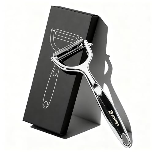 Pelador de patatas y verduras de acero inoxidable, utensilio de cocina ergonómico, resistente, afilado, apto para diestros y zurdos, lavable en lavavajillas, ideal para patatas, zanahorias y frutas