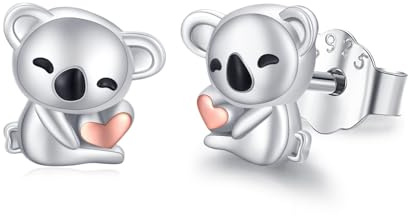 REDSUN Koala Ohrstecker Tiere Mädchen 925 Sterling Silber Koala Ohrringe Gold Tiere Koala Schmuck Koala für Damen Frauen Kinder