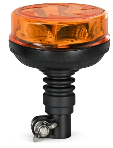 Yuanjoy LED Rundumleuchte Amber mit Schalter IP67 12/24V für Halterung | 16 LEDs 3 Blink 3 Dreh Stroboskop Warnblinker SAE J845/ECE R65/R10 LKW Traktor Bus Baumaschinen