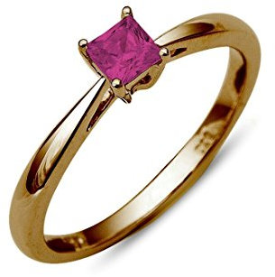 RS Bijoux en argent sterling 925 plaqué or rose magnifique ensemble de Fiançailles A Bague Solitaire 0,40 ct Coupe Princesse Saphir rose