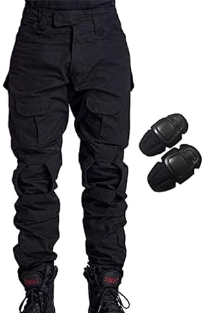 HANSTRONG GEAR Militär Armee Taktische Airsoft Paintball Schießen Hosen Kampf Männer Hosen mit Knie Pads (BK, XL-36W)