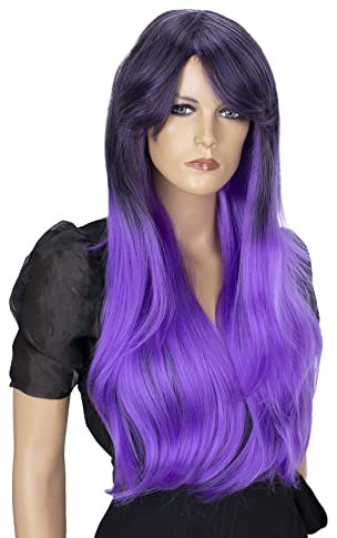 CAISHA 70cm Langhaar Perücke Fashion Wig Cosplay Glatt Lila Mix WP102