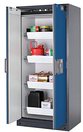 ASECOS Sicherheitsschrank Q90 RAL 7016/RAL 5010 4xAZ1xBW.S (St.bl.) zur Lagerung von entzündbaren Gefahrstoffen in Arbeitsräumen