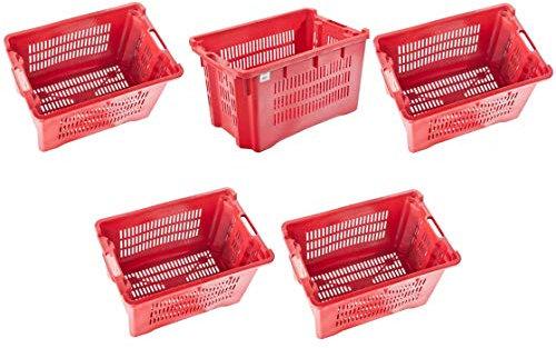13358_ ****** CASSETTA OLIVE UVA IMPILABILE PLASTICA TRAFORATA 1 PZ 52 X 35 H 31 COLORI MISTI ROSSA OPPURE VERDE