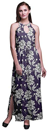 Bimba - Vestito da donna in rayon con fessure laterali, maniche lunghe, stile casual - Viola - M
