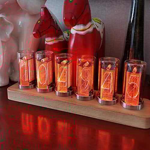 LED Nixie Uhr,Digital Tube Clock,Nixie Tube Uhr Mehrere,Kalender, DIY Customized Photo Display,20 Modus, USB TypC für Liebhaber, Freund, Weihnachten, Geburtstag (D)