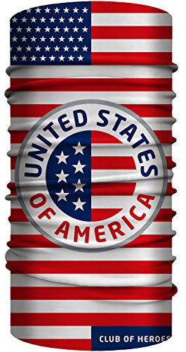 Club of Heroes USA Bandana, nahtloses Multifunktionstuch 25 x 50 cm aus weicher Mikrofaser/atmungsaktiv Schlauchschal Halstuch Schal/United States Amerika Stars Reise Reiseführer Flagge Patches