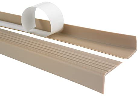 Quest Treppenkantenprofil Selbstklebend 30x27mm, PVC Kunststoff Antirutsch-Profil für Treppenkanten, RM – beige, 80cm