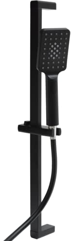 1x Duschstange Set mit Handbrause und Schlauch 150 cm, Edelstahl, ABS-Kunststoff, Antikalkdüsen, Matt-Schwarz, ½ Zoll-Universalanschluss