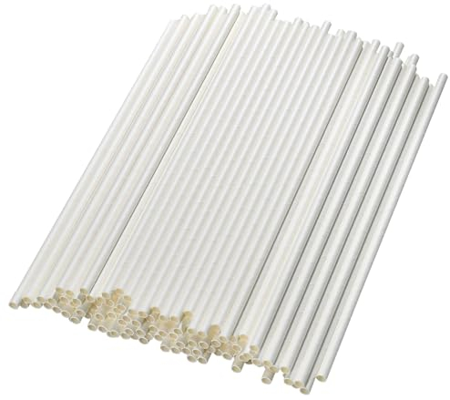 Lives on Green Lot de 600 pailles jetables extra longues, en papier blanc, 26 x 0,6 cm, biodégradables et compostables, pour grandes boissons, restaurants, bars