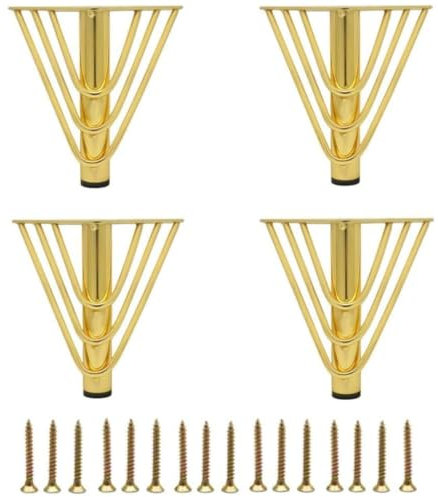 MEETOZ 7 inch Gold Furniture Legs Setm,4PCS Metal Cabinet Legs,with Rubber Floor Protectors, for Sofa, Legs for Dresser, TV Stand, End Table etc