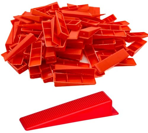 Aisamco 100 pezzi di cunei di livellamento per piastrelle, cunei riutilizzabili per il sistema di livellamento delle piastrelle, accessorio per l'installazione di piastrelle in pietra (100 cunei)
