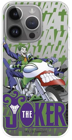 Case Compatible with iPhone 15 Pro MAX Official DC Comics Joker Moto to Protect Your Mobile Phone, Transparent Flexible Silicone Case with Official DC Comics License