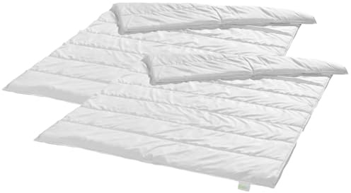 Bodyprotect Ecoline 2er Set Bettdecken 135 x 200 cm, 4-Jahreszeitendecken, Bettwaren Set aus 100% Mikrofaser, waschbar, Allergiker geeignet, Steppdecke, weiß