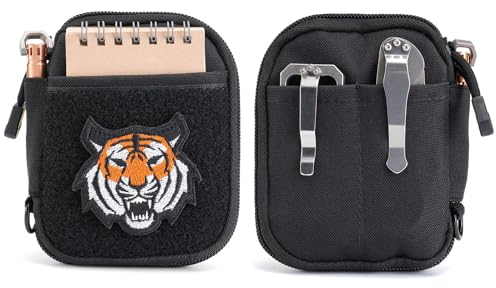 Sayram SP1 EDC Taschen Organizer, Mini Tasche für Männer, EDC Organizer Herren Tasche Klein mit Klettverschluss, Kleine Werkzeugtasche mit D-Ring, Elastische Organizer Utility Tasche – Schwarz