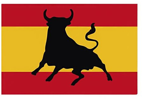 Bandiera della Spagna Con Toro - 90 x 150 cm, Grande Con Passante per Albero e Cordini, Leggera per Sport, Calcio, Manifestazioni (Spagna Toro)