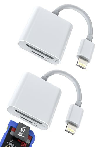 Adattatore Lettore Scheda SD(2 Pack)per IPhone 14 Reader Card Micro SD 2in1 Cavo Fotografica Memoria Per Apple MFI Certified Chiavetta Esterna Porta Connettore Fotocamera TF Carte Trasferire Per iPad