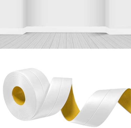 YushengTai Weichsockelleiste Selbstklebend,Weiß 6M PVC Sockelleiste Selbstklebend 30 x 30 mm, Weichsockelleiste Flexibel für Küche und Bad Geeignet