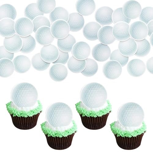 Ephlyn 50Pcs Golf Cupcake Toppers Sports Golf Ball Cupcake Picks for Baby Shower Golf Outdoor Sports Players Theme Birthday Party Cake Decorations Supplies