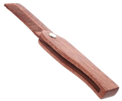WRITWAA Tragbarer Faltbarer Bartkamm Aus Langlebigem Sandelholz Kleiner Taschenkamm Für Herren Bart Und Schnurrbartpflege Holzhaar Kamm Für Reisen Und Alltag
