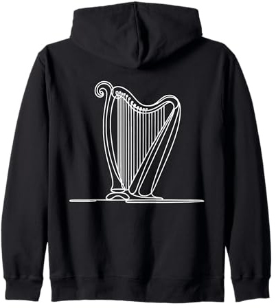 Harpe Line Art Musicien Sweat à Capuche