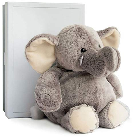 HISTOIRE D'OURS - Peluche Éléphant 23 Cm - Collection Savane - Doudou Doux et Câlin - Pour Découvrir les Animaux - Idée Cadeau pour Enfants dès 3 Ans - Boîte Cadeau Élégante Incluse - HO1283