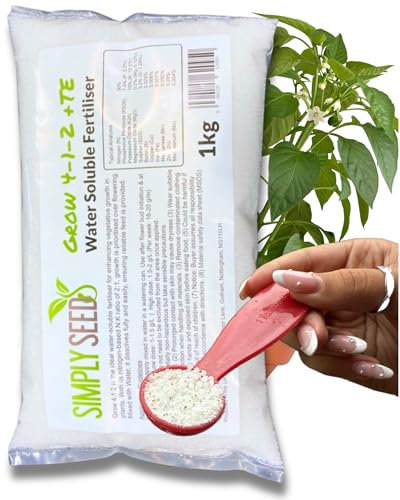 GROW Water Soluble Fertiliser (1KG) – Fast Acting Plant Feed with Balanced 4-1-2 NPK Ratio. Supports Foliage Growth, Root Development & Overall Plant Health. Perfect for Vegetables, Flowers & More