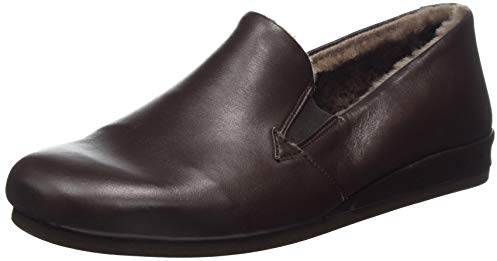 Rohde 6420 Viborg Herren Hausschuhe Leder Lammfell, Größe:46 EU, Farbe:Braun