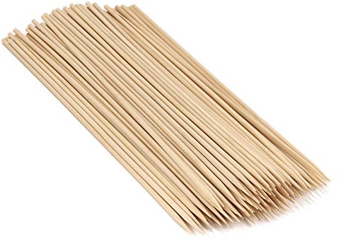 BambooMN 24 Long x 5mm Thick Sharp Point Bamboo Kebab Satay BBQ Skewers Party Supplies, 100 Pieces