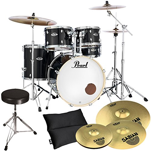 Pearl Export EXX725SZ/C31 Black + Sabian Becken Set + Hocker