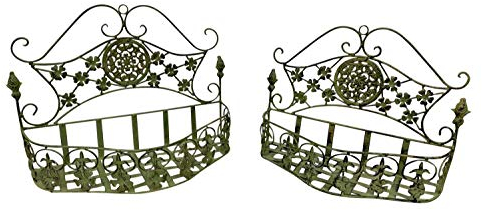 aubaho Paar Wandkorb Wandregal Regal Eisen Garten Gartenregal antik Stil