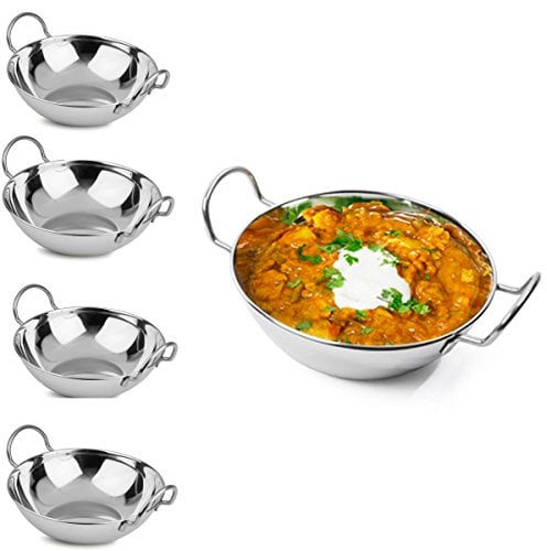 6 x 24CM Balti Dishes Indian Food Serving Stainless Steel Dish Restaurant Style