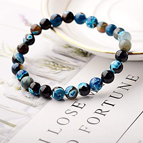 Stein Armband,Naturstein Armreif 7 Chakra Ethnische 8 Mm Blau Malachit Wulstige Stretch Yoga Energie Charme Bracelets Für Angst Männer Mädchen Paar Weihnachten Geschenk Schmuck