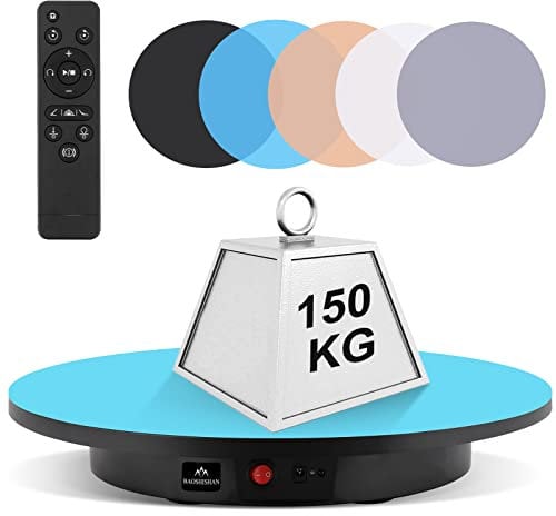 BAOSHISHAN Electric Rotating Display Stand Remote Control Rotating Turntable Display Turntable Photography 150KG Load Product Display Motorized Turntable Display 23.6in 220V
