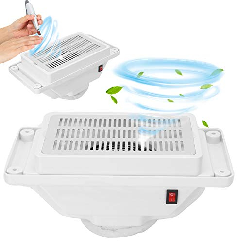 6W Quiet Table Nail Vacuum Cleaner Manicure Pedicure Tool Nail Dust Collector Device with Fan for Professional Nail Salon White(UK)