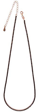 Collana Donna Tennis Argento 925 Bagnato in Oro e Zirconi - Taglio Diamante da 2 mm - Lunghezza regolabile da 37 a 44 cm - Collana Tennis Uomo - Varianti di Colore. (Oro Rosa/Zirconi Neri)