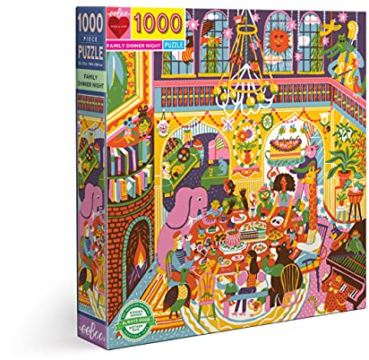 eeBoo Crocodile, 1000 Teile, Familly Diner Night-Puzzle für Erwachsene aus recyceltem Karton-PZTFAM, Mehrfarbig