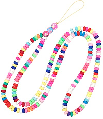 Herbests Universale Handykette Perlen Handyanhänger,Böhmen Stil Bunte Perlen Telefon Kette Schlüsselband, Kette, Necklace zum Umhängen Kompatibel mit meisten Smartphones iPhone 12 Samsung Galaxy