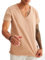 Leif Nelson LN6280 T-shirt d'été pour homme, col en V, coupe ajustée, moderne, en coton, manches courtes, long, beige, XL