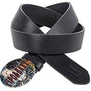 Cipo & Baxx Herren Ledergürtel Belt Bunt Schließe Oval Markenbadge Gürtel CG206 Schwarz Gr.90